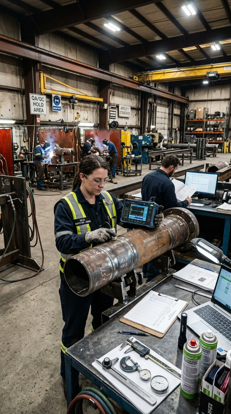 QA QC controle de qualidade e garantia de qualidade na soldagem industrial